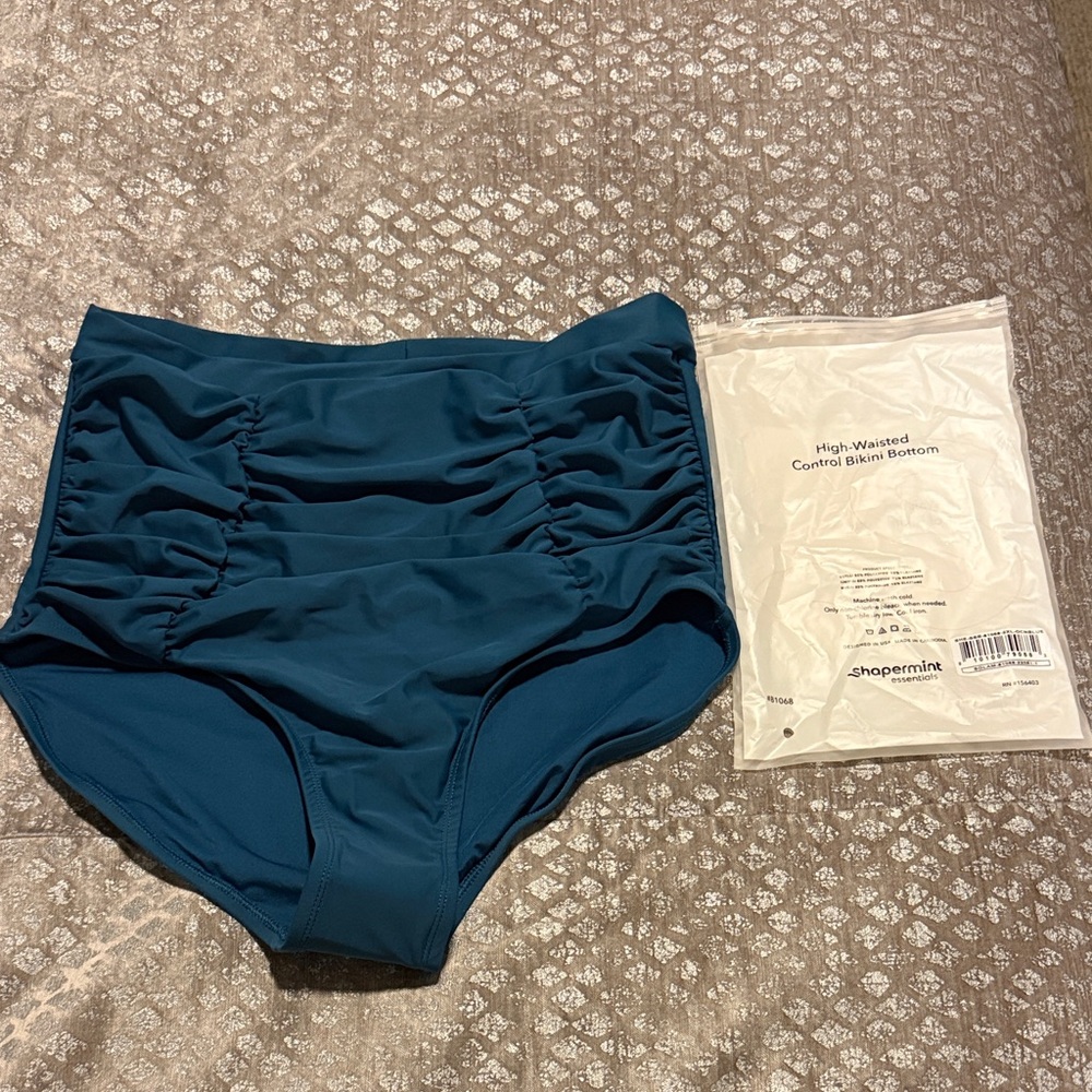 Shapermint Ocean Blue High-Waisted Bikini Bottom